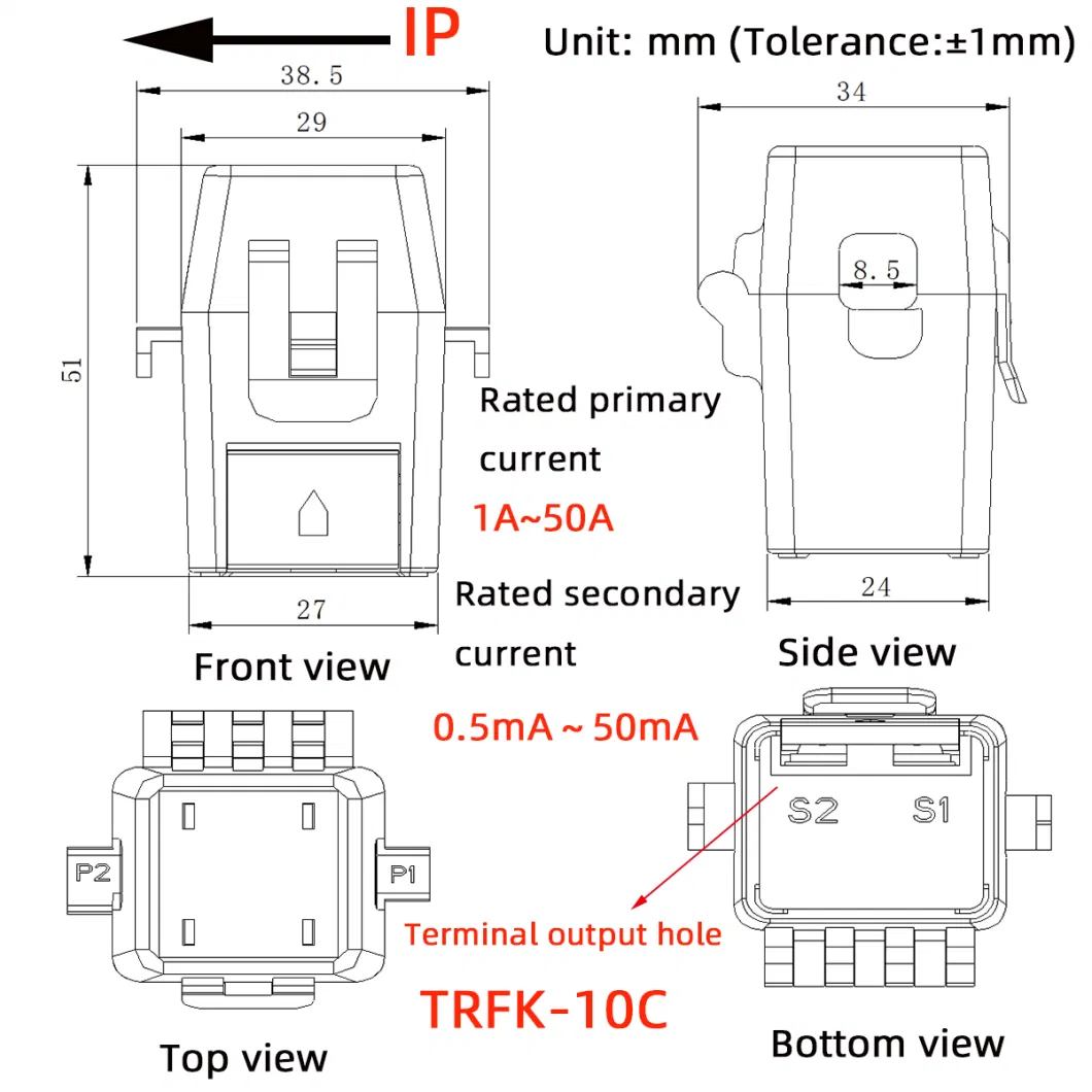 Tr Open Close Low-Voltage Distribution System High-Precision Split Iron Core Current Transformer Sensor CT 0.5mA~50mA