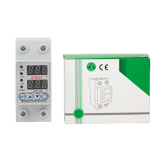 Digital Adjustable Over Under Voltage Protector Relay 2p 25A 32A 40A 50A 63A 80A 100A Delay Time Protector