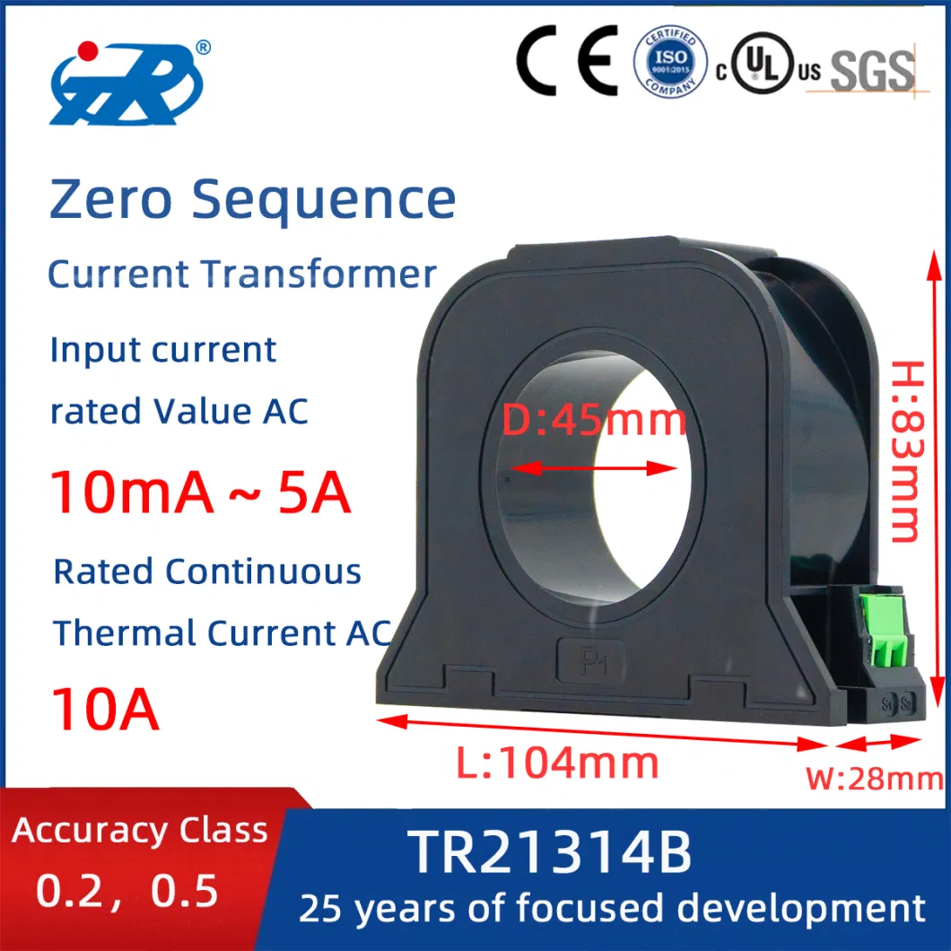 Tr AC DC Electrical Fire Monitoring Closed-Loop Residual Zero-Phase Current Transformer Sensor