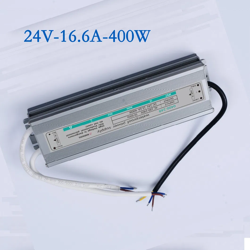 IP67 DC24V 12.5A 300W PWM AC175V to AC260V AC to DC LED Transformer 80% or 90% Power Efficiency