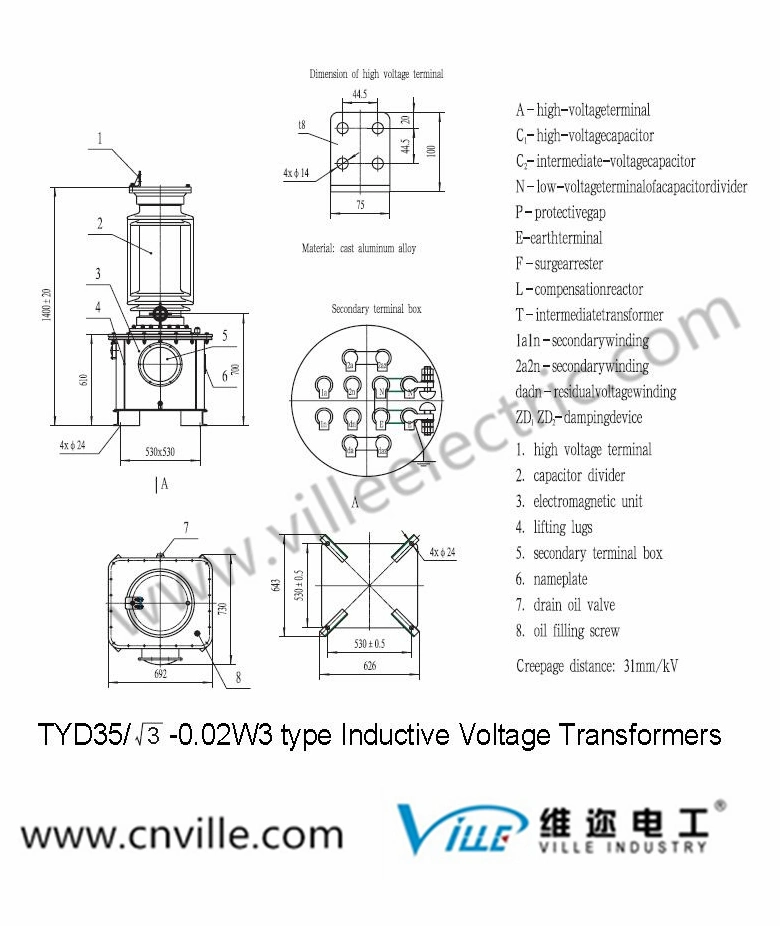 Tyd35 Type Capacitor Voltage Transformer for Transformer/PT