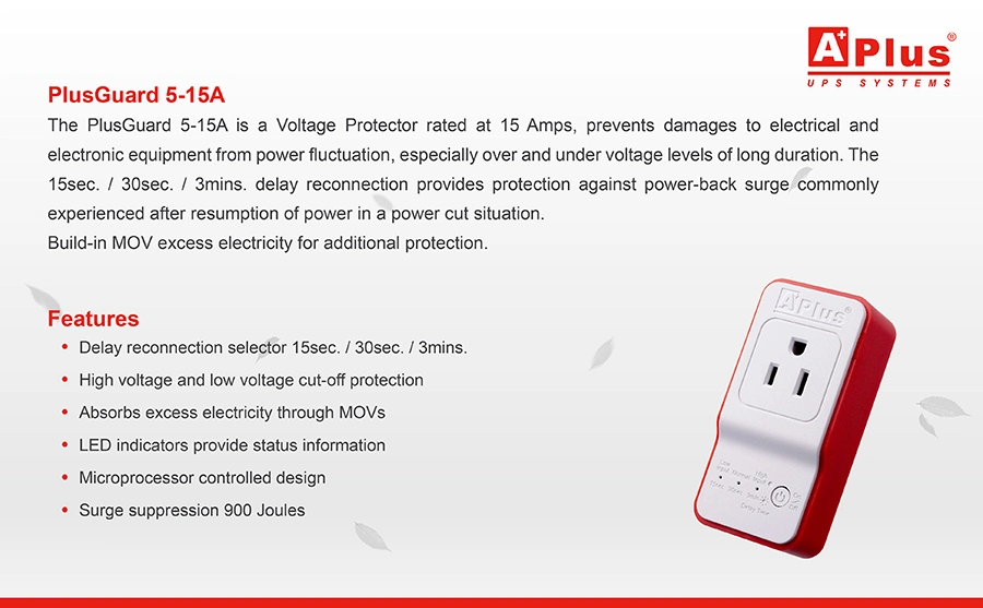 Automatic Voltage Protector 15AMPS TV Home Power Guard