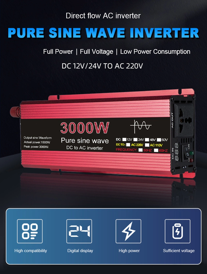 2000W 12V 220V Power Inverter DC 12V 24V to AC 110V 120V Power Converter for Car Voltage Transforme