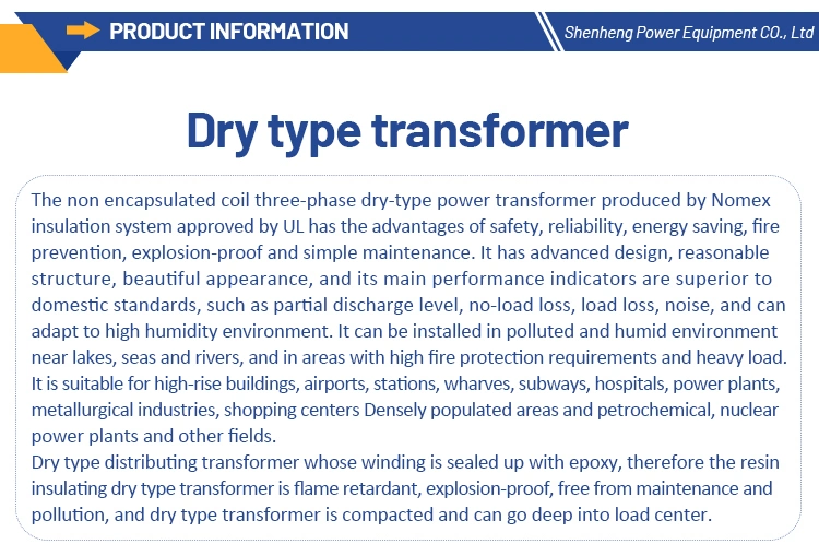 11kv 800kVA/ 500kVA /1500kVA/ 1250 kVA /2500kVA Power Distribution Transformer Dry Type Transformer Price