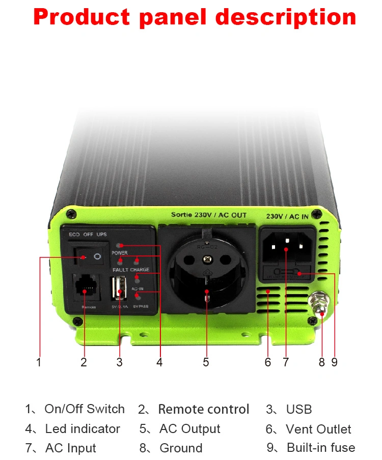 1000W Power Inverter DC 12V to 110V 230V AC Converter with USB Charger