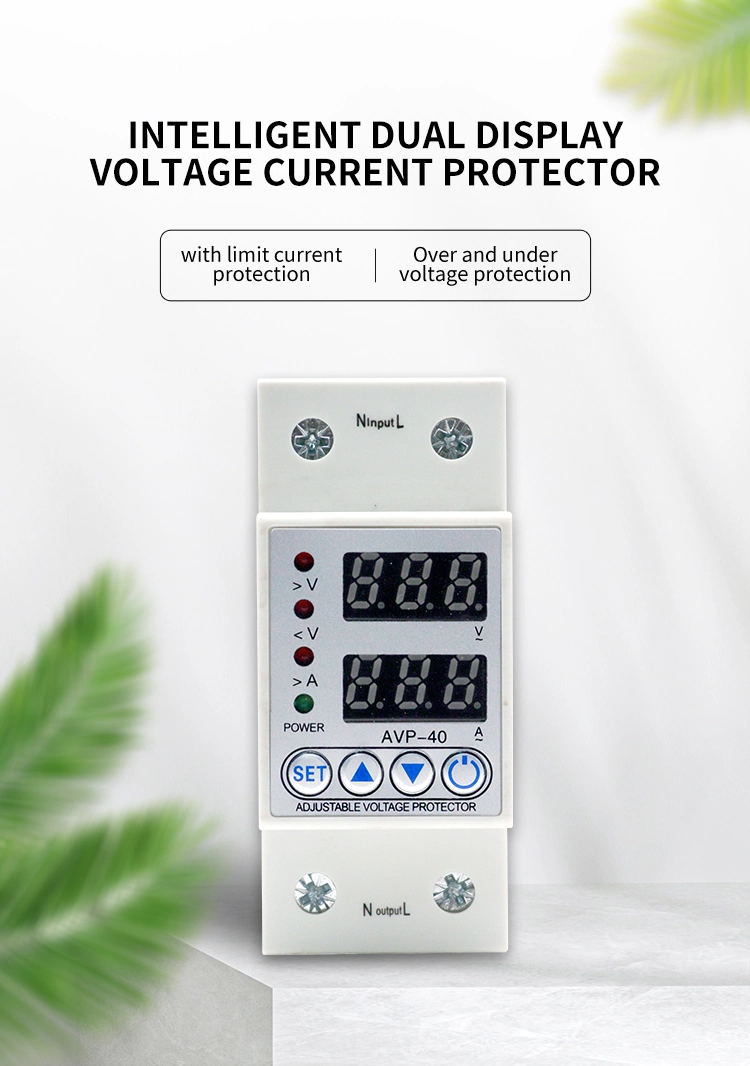 63A 230V DIN Rail Adjustable Over Under Voltage Protective Protector Relay Protection Digital Electric Voltage Protector