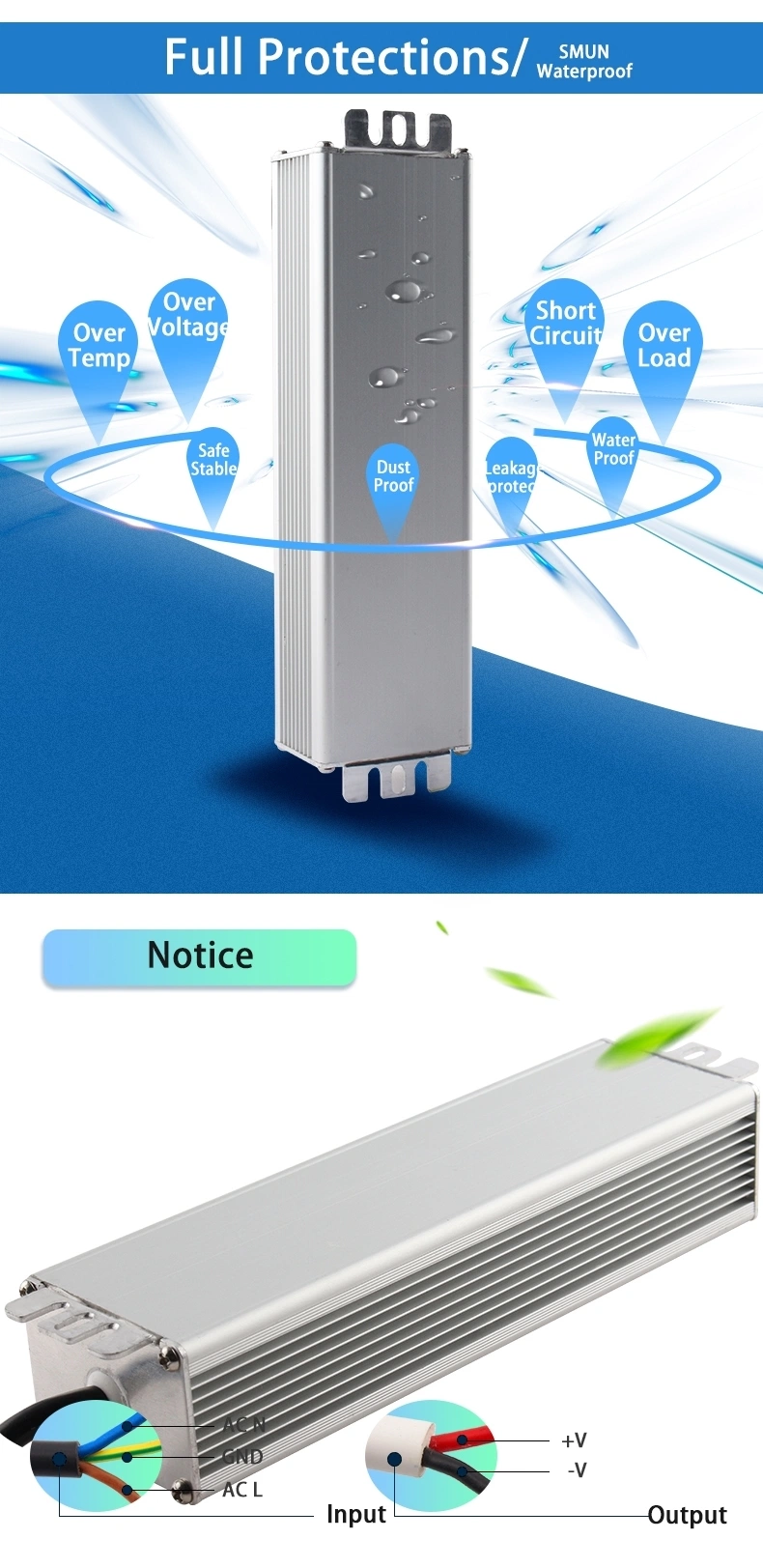 Smv-60-24 60W 24VDC 2.5A Waterproof IP67 Constant Voltage AC-DC Transformer