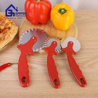 Stock Stainless Steel Pizza Cutter with Red Color Plastic Handle Different Sizes Pizza Knife Cookware for Kitchen