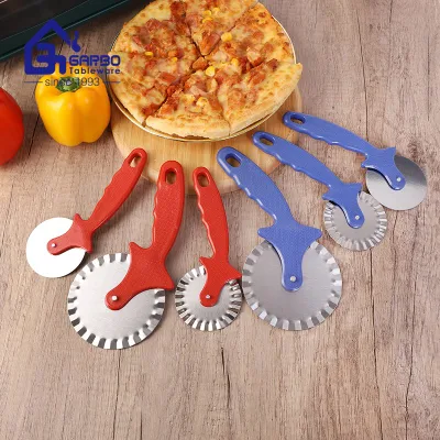 Stock Stainless Steel Pizza Cutter with Red Color Plastic Handle Different Sizes Pizza Knife Cookware for Kitchen