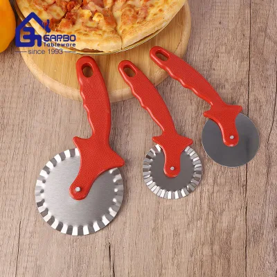 Stock Stainless Steel Pizza Cutter with Red Color Plastic Handle Different Sizes Pizza Knife Cookware for Kitchen
