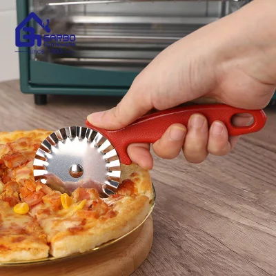 Stock Stainless Steel Pizza Cutter with Red Color Plastic Handle Different Sizes Pizza Knife Cookware for Kitchen
