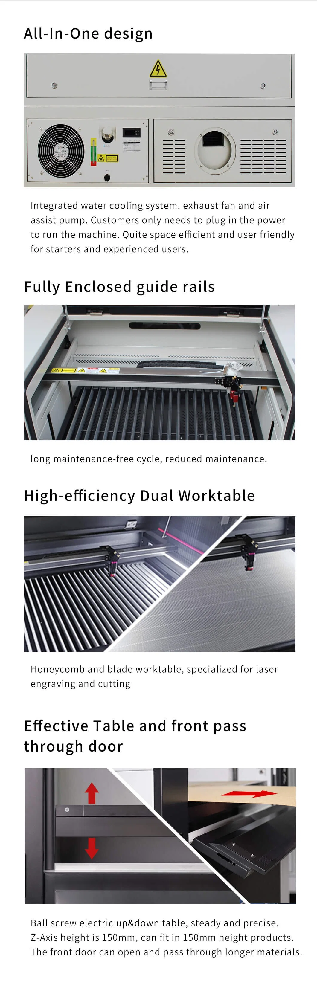 Multiple Interfaces 5030 7045 9060 60W/80W/100W/RF30W/RF50W CO2 CNC Laser Cutter with CE FDA SGS Certification