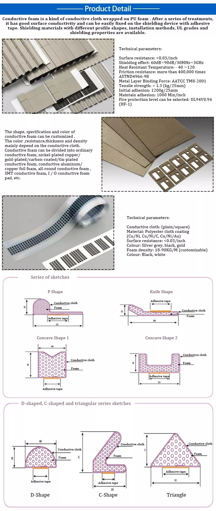 Die Cutting Adhesive Heat Thermal Omnidirectional Electrically Conductive ESD for Foam Sponge