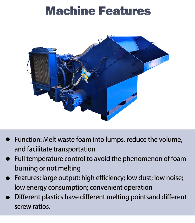 EPS Recycle Equipment Foam Machine Hot Melting Foam Thermocol Block Machinery for Waste Foam
