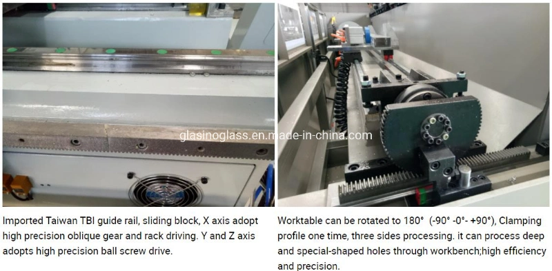 Aluminum/UPVC/PVC Automatic Window and Door Profile CNC Door Lock Hole Drilling Milling Cutting Machine