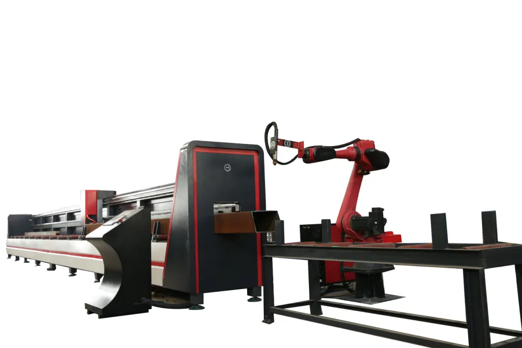 12m CNC H Beam Plasma Gas Coping Beveling Cutting Machine for Angle Steel Channels Square Pipe Round Tube Profiles