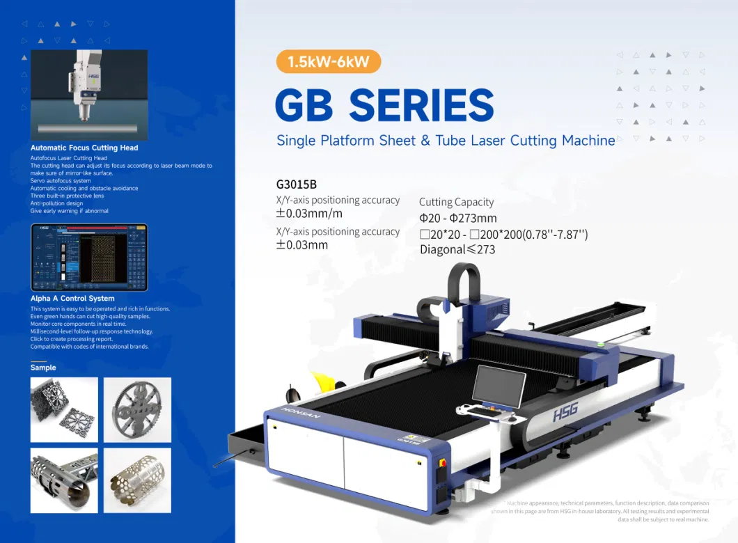 Hsg Laser Compact-Size Single Platform 3000W Laser Cutter for Sheet and Tube