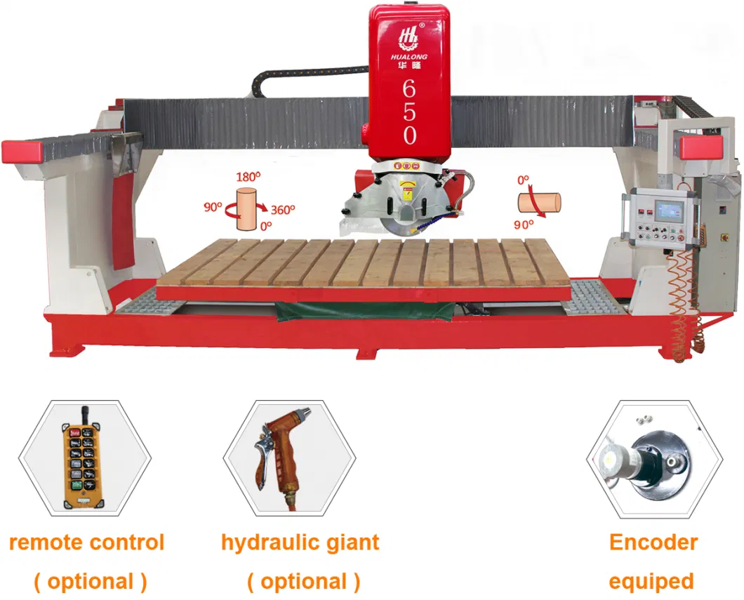 Hualong Machinery 5 Axis Stone CNC Bridge Saw Quartz Countertop CNC Machining Center