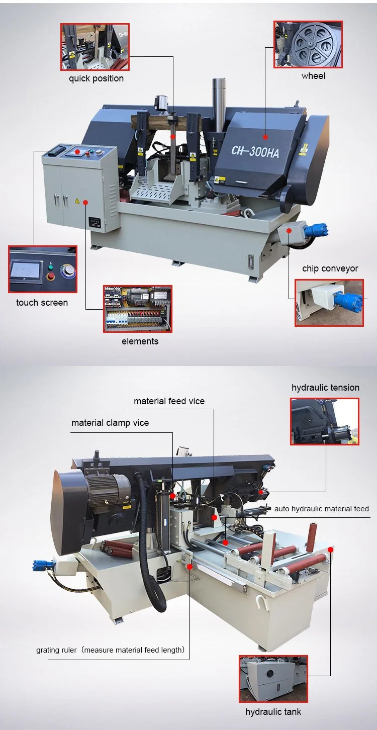 CE Approved Horizontal Vertical Industrial Metal Band Saw Nc CNC Automatic Band Sawing Cutting Machine PLC Control Made in China