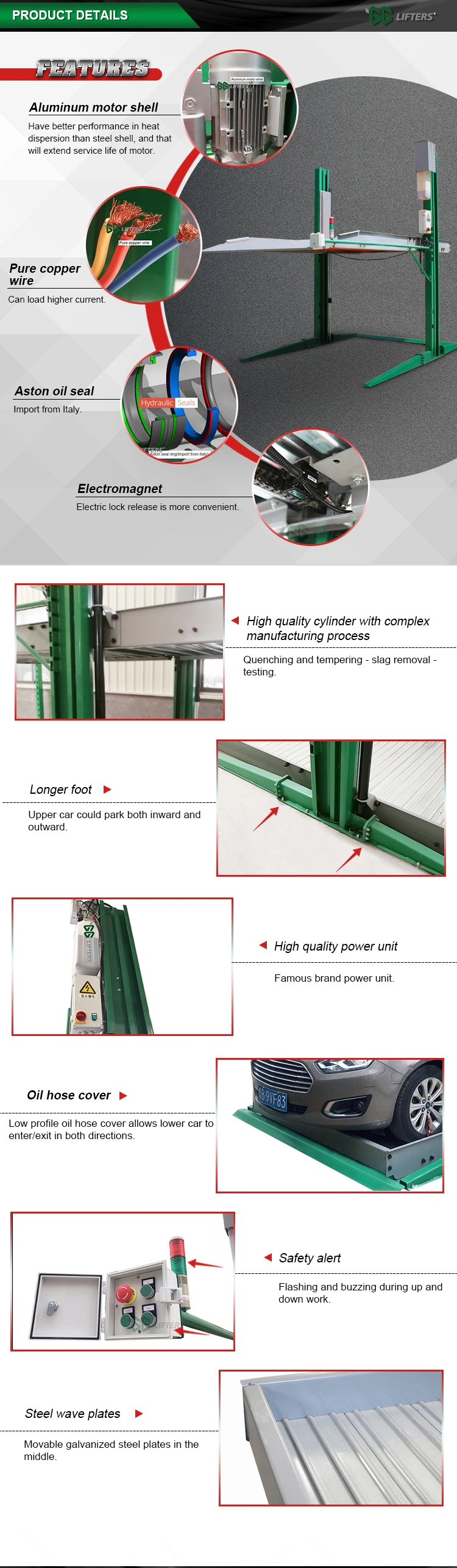 shared column parking lift machine 2700kg ce