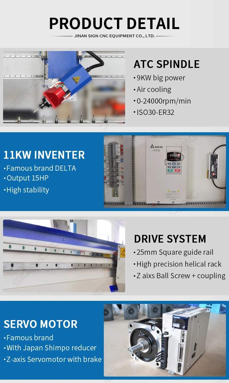 3D CNC Router 1325 1530 Atc CNC Router Engraver Machine 8 12 Auto Tool Changing for Foam, Boat, MDF Cutting