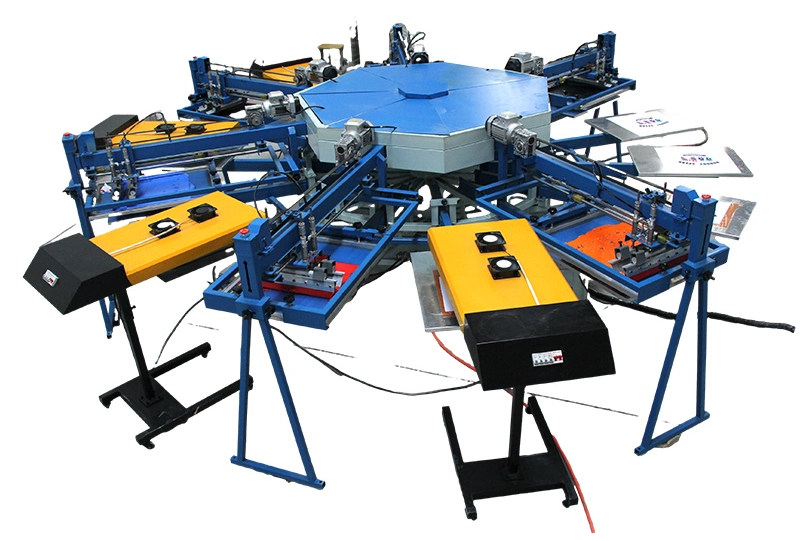 Hot Selling Item 12 Colors Carousel T Shirt Garment Screen Printer Clothes Cutting Piece Oval Automatic Screen Printing Machine for Sale