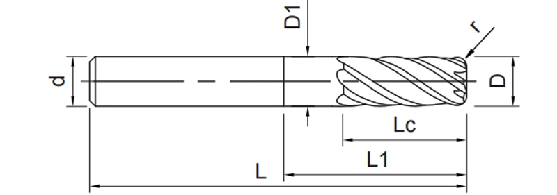 Coating -Nca Cutting Tool Use Unequal Splitting Variable Spiral Designed for HRC45-70 Pre-Hardened Material (NRC1210)