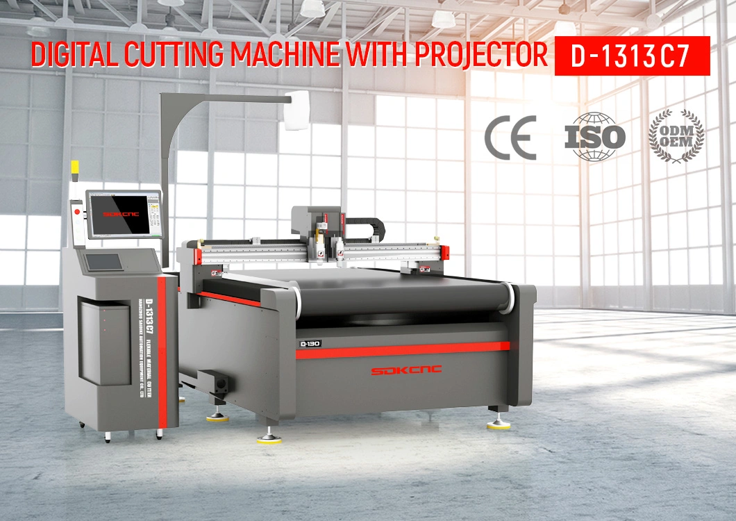 1313 Size Roller Feeding Digital Cutting Machine for Flexible Materials with Projector