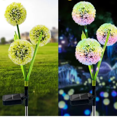 3-Heads Solar Powered Garden Lights LED Dandelion Waterproof String Lights Ci24730