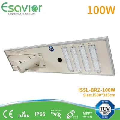 Newest 100W Waterproof IP66 All in One LED Solar Street Wall Security Garden Light with Motion Sensor