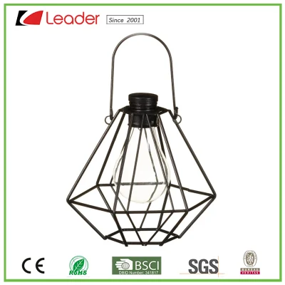 High-Quality Metal Solar Lantern with Bulb for Home Decoration and Garden Ornaments