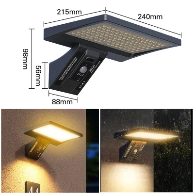 Jesled 3CCT High Brightness 104LEDs PIR Motion Sensor LED Security Wall Lamp Outdoor Garden Lighting Integrated Solar Light with Remote