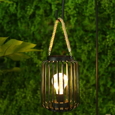 Solar Powered Metal Lantern with One Lamp Garden Decoration Lantern