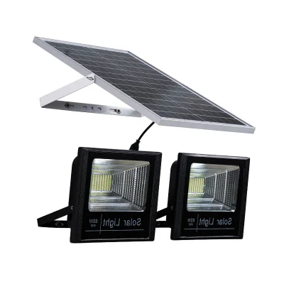 80W 100W Solar Flood Light 200LED LED Lamp Outdoor Lighting System with Two Lamps Remote Control for Garden Way Wall Pole Lights Sensor