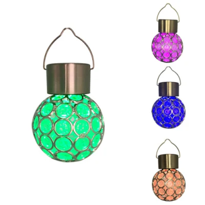 Garden LED Solar Hanging Lights Outdoor (3 pack) , Outdoor Hanging Decorative Globe Light Auto Color Changing LED Ball Lantern Landscape Lighting