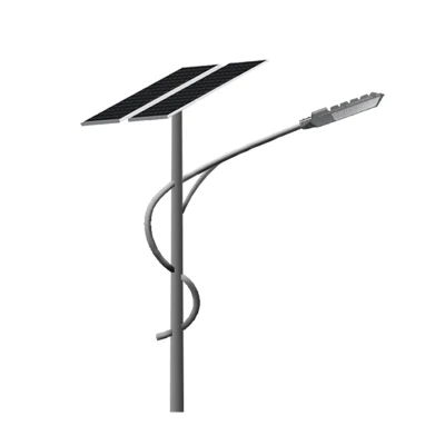 60W 90W LED Solar Street Light Single Arm Tapered Octagonal Galvanized Steel Post