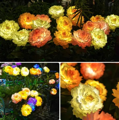 Brilliant-Dragon Wedding Party Garden Patio Yard Solar Power Peony Flower Decoration Light