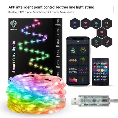 RGB Smart Fairy String Lights with 33FT USB/Solar/Battery Box DIY Twinkle Lights Remote & APP Controlled Music Sync for Christmas
