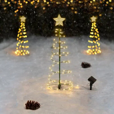 LED Solar Christmas Lights Garden Lights Folded Christmas Tree Lamp Lantern Xmas Decorations Outdoor Solar Light