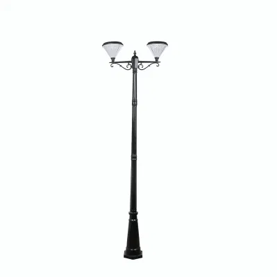 Smart Controll Warm Cold LED 2 Lights Outdoor Solar Garden Post Light for Pathway Landscape Lighting with Pole