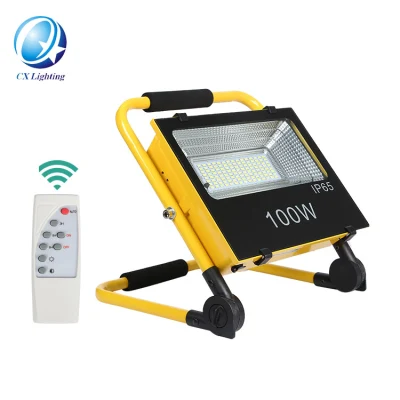 Portable DC Outdoor Waterproof IP65 100W Solar Charging or USB Charging LED Flood Light Emergency Rechargeavle for Camping or Fishing Outside