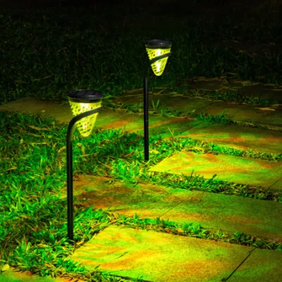  Solar Path Lights 2 Pack, Solar Powered Garden Lights Outdoor, Bright Solar Camping Lantern Waterproof for Landscape, Lawn, Pathway, Walkway and Driveway