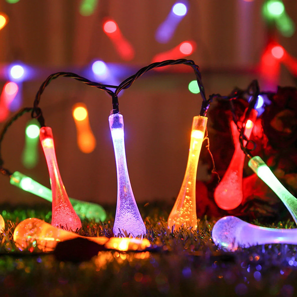 20 LED Water Drop String Solar Decorative Lights Wholesale Holiday Lighting Christmas Tree Decoration Lights Outdoor