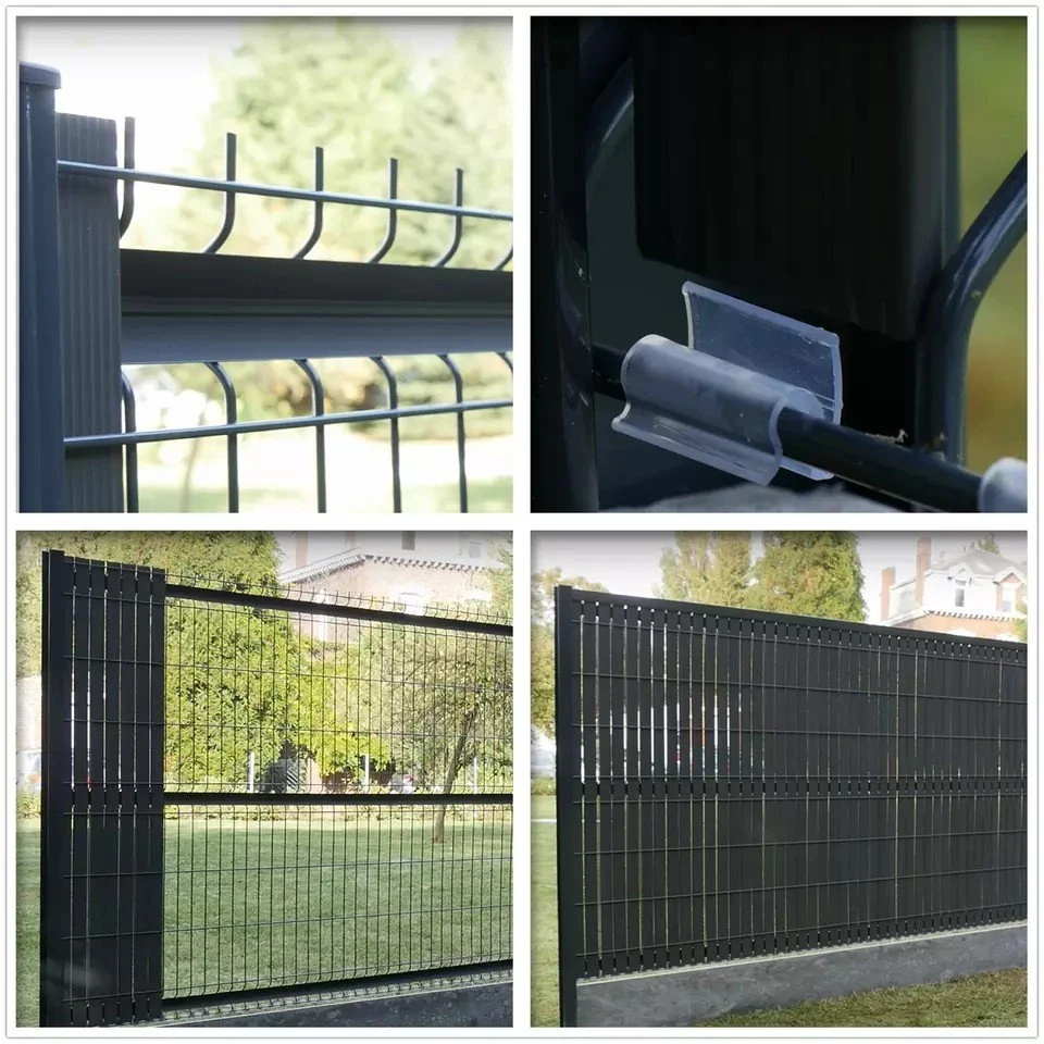 Light Wood Ral 7016 3D Rigid PVC Fence Privacy Slats for 50mm Chain Link Fence