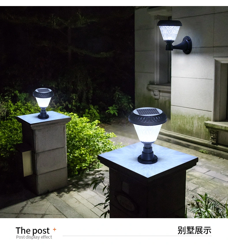 Solar Powered LED Pillar Light with Warm White for Outdoor Garden Wall Gate Fence Security