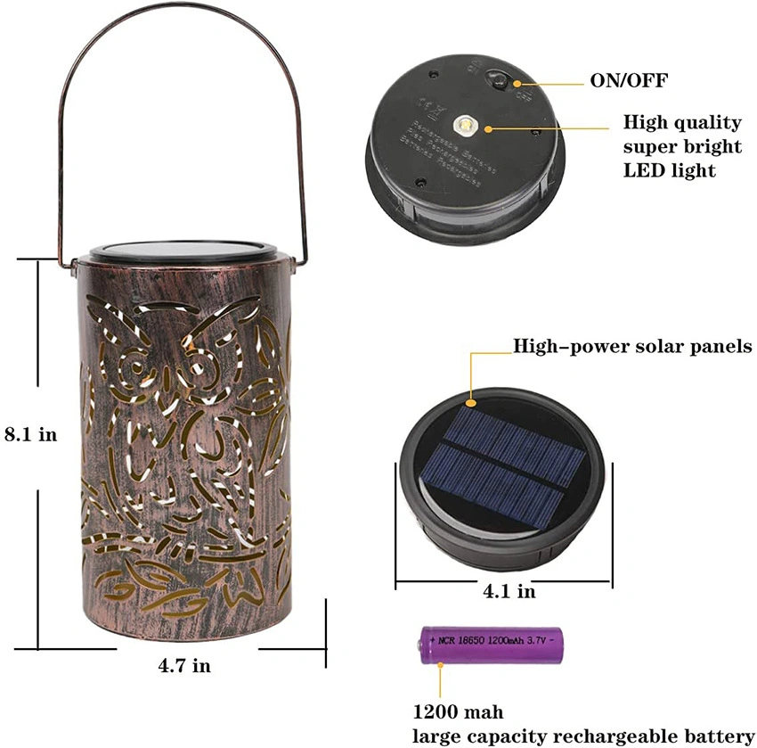 Outdoor Christmas Solar Lights Retro Hanging Solar Lantern with Handle