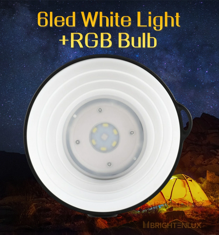 Brightenlux USB Charging Folding Mini Long Range 7 LED White Solar Camping Light with Hook