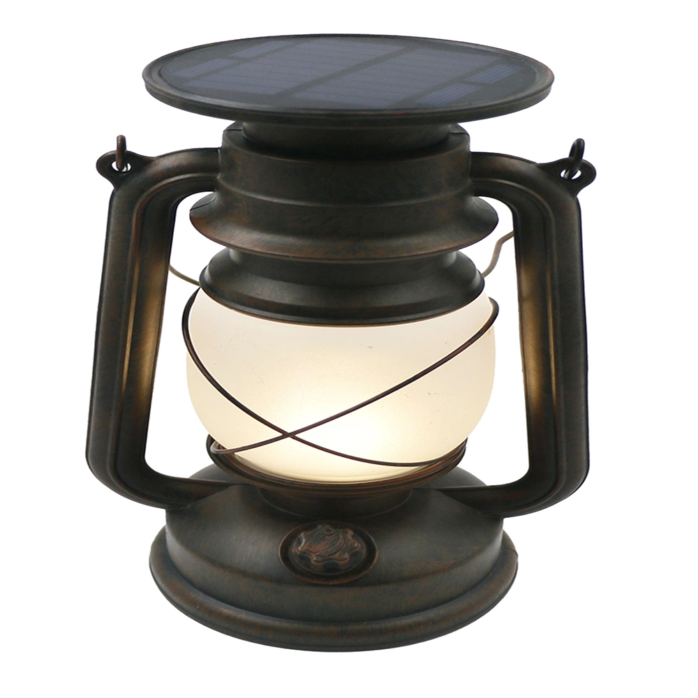 2 Modes Outdoor Hanging Vintage Camping Lantern Retro Solar LED Lantern