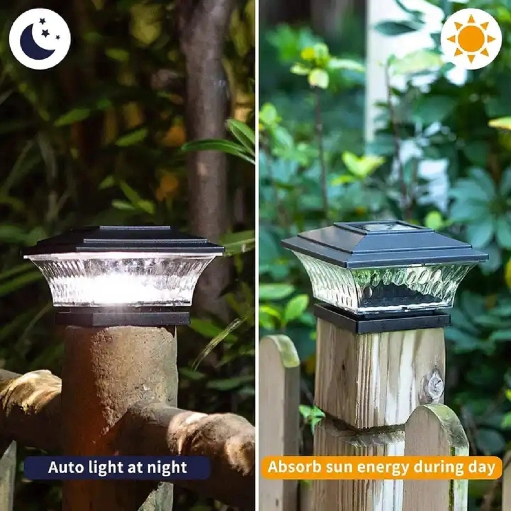 LED Solar Post Cap Light Outdoor Lamp Garden Street Poly Solar Panel
