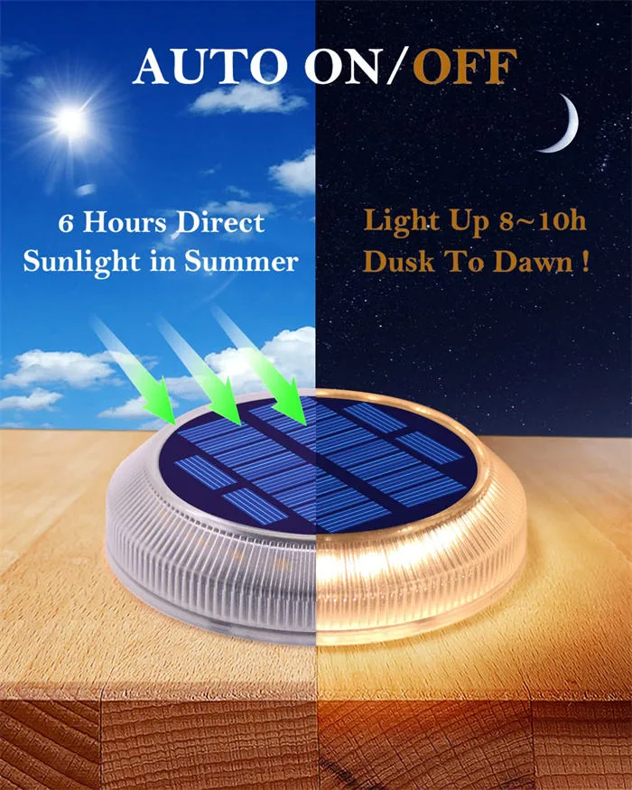 Outdoor Warm White Solar Step Lights Waterproof LED Solar Powered Outside Lights